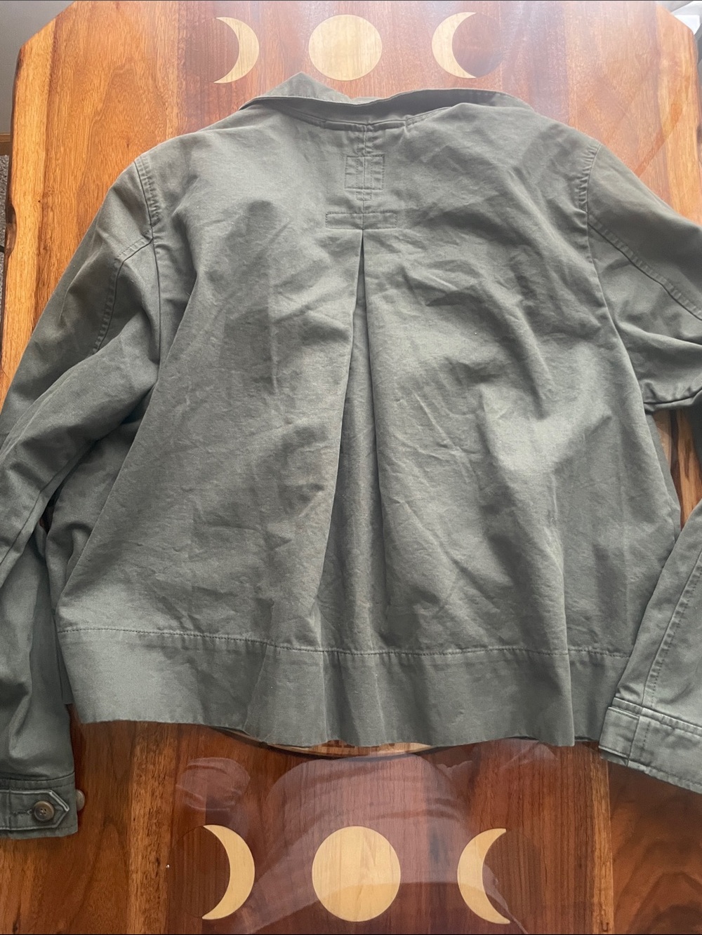 Cropped Swing Utility Jacket Olive Green 100% Cotton Military Fall Autumn Casual